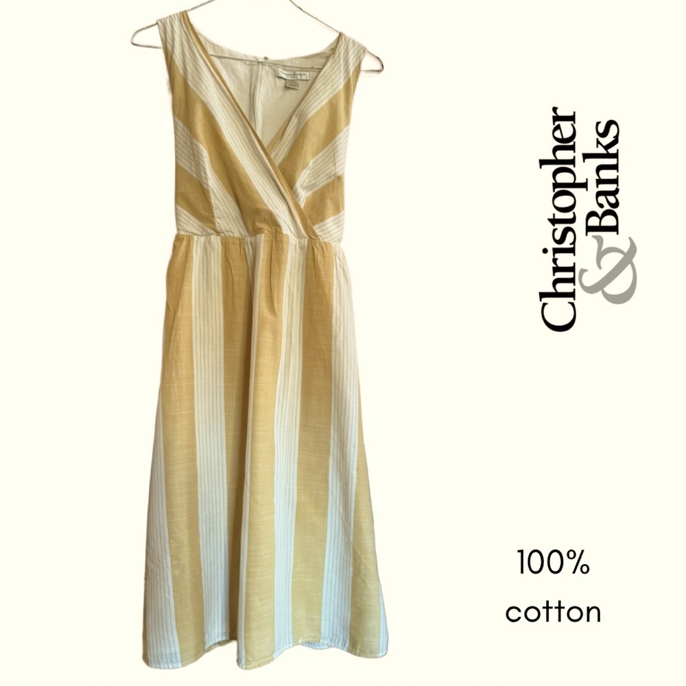 Christopher & Banks 100% COTTON dress 
yellow & white stripes. 
Size 6 petite